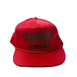 Vintage Angelle Honda Snap Back Red Canvas Hat Rope Lake Charles Louisiana